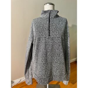 Avia Women's Fleece Lined 1/4 Zip Pullover Black White Speckled Size M